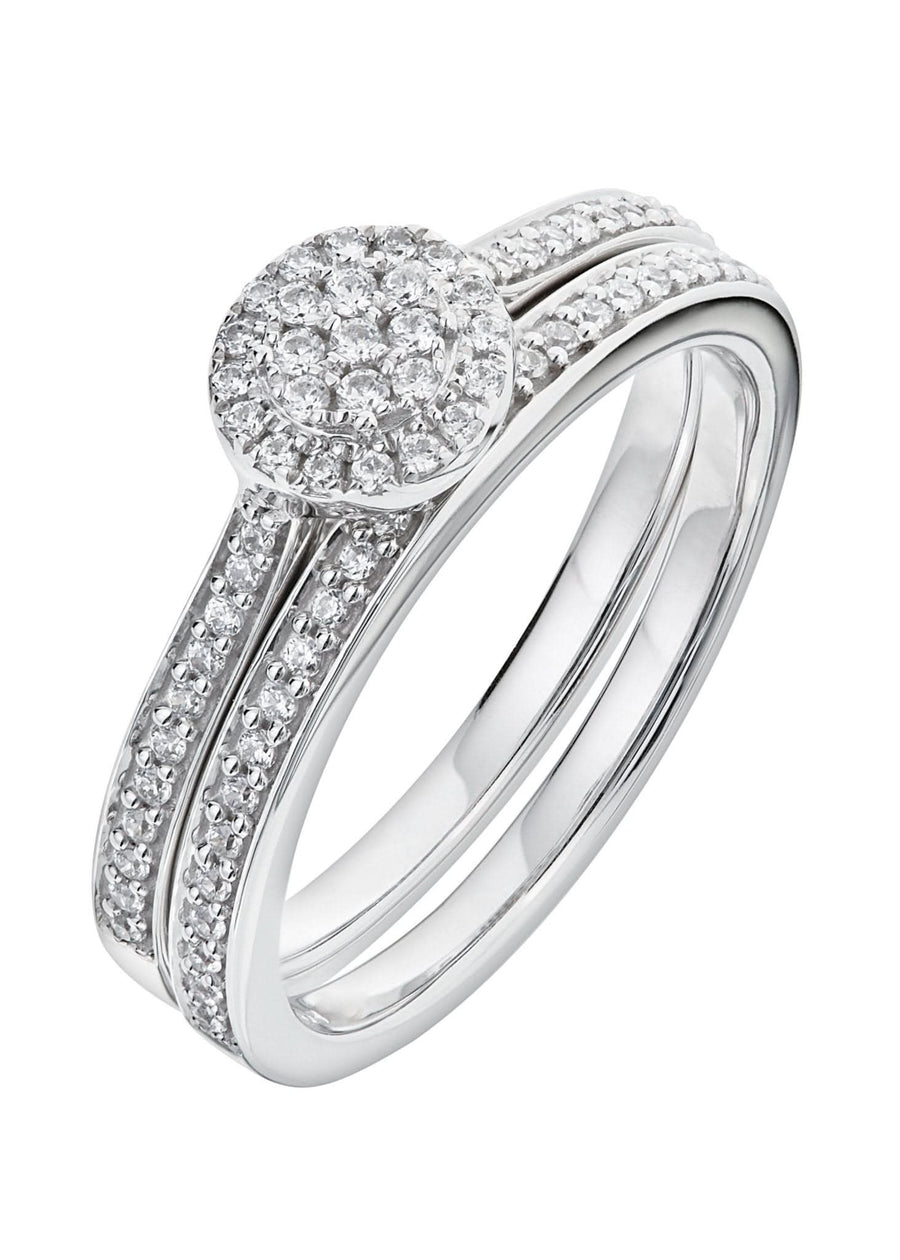 9ct White Gold 0.29ct Diamond Bridal Set Ring