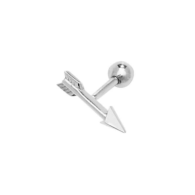 9ct White Gold Arrow Cartilage 6mm Post Stud ES905W