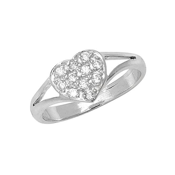 9ct White Gold Babies Heart Zirconia Ring RN733W