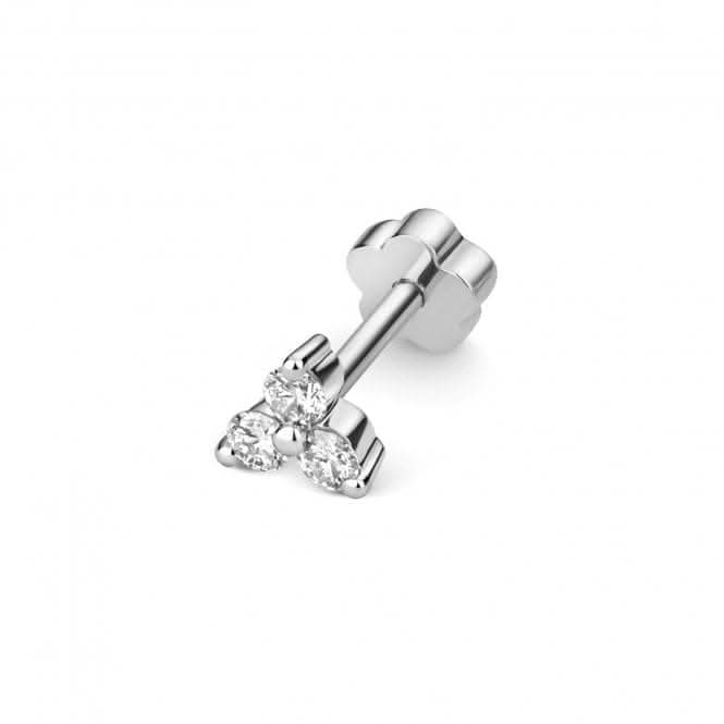 Diamond Jewellery 9ct White Gold Diamond Cartilage 3 Stone Single Stud ED918W