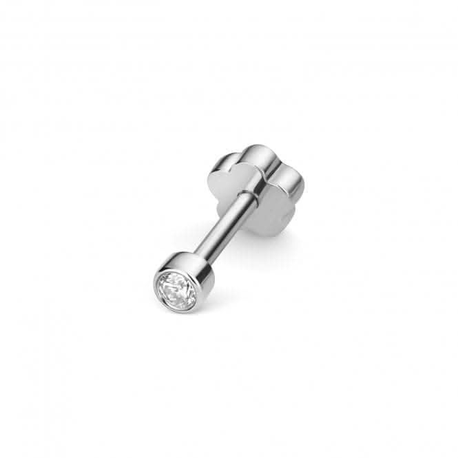 Diamond Jewellery 9ct White Gold Diamond Cartilage Rubover Single Stud ED906W