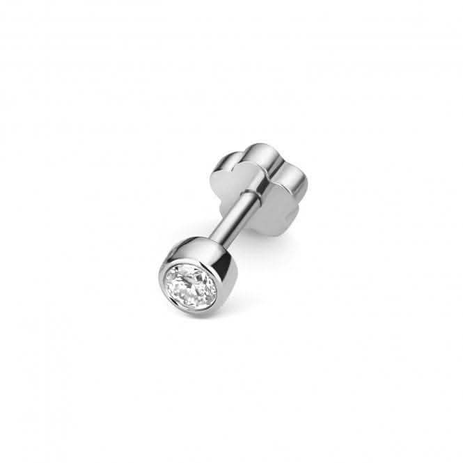 Diamond Jewellery 9ct White Gold Diamond Cartilage Rubover Single Stud ED908W