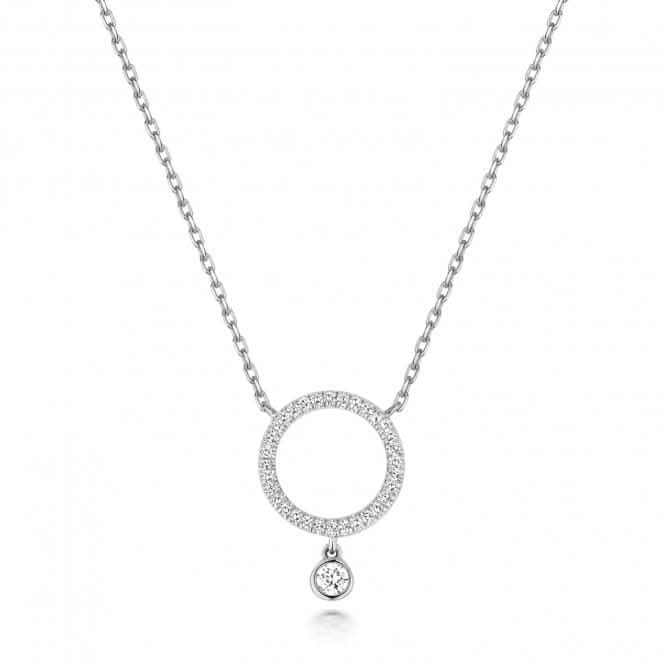 9ct White Gold Diamond Circle Drop Necklace ND139WDiamond JewelleryND139W