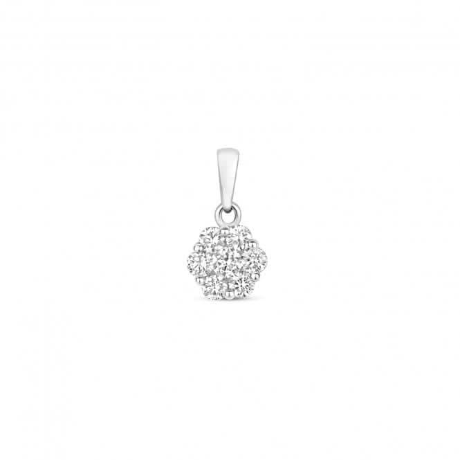 Diamond Jewellery 9ct White Gold Diamond Cluster Pendant PD156W