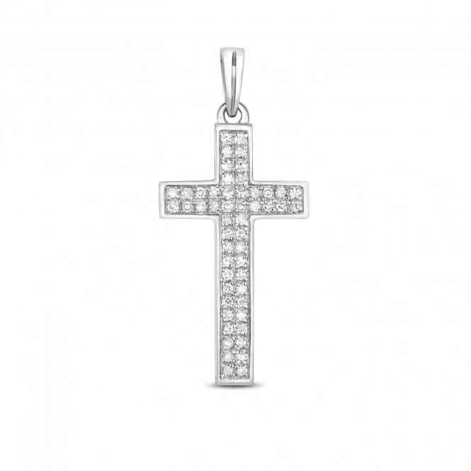 9ct White Gold Diamond Cross Pave Set Pendant PD121WDiamond JewelleryPD121W