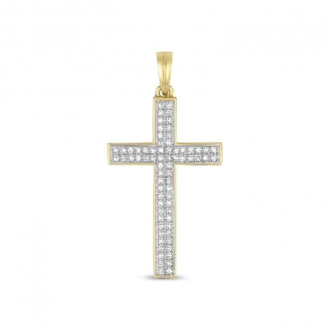 Diamond Jewellery 9ct White Gold Diamond Cross Pave Set Pendant PD122