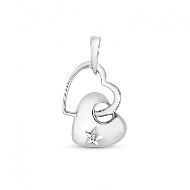 Diamond Jewellery 9ct White Gold Diamond Heart Star Set Pendant PD108W
