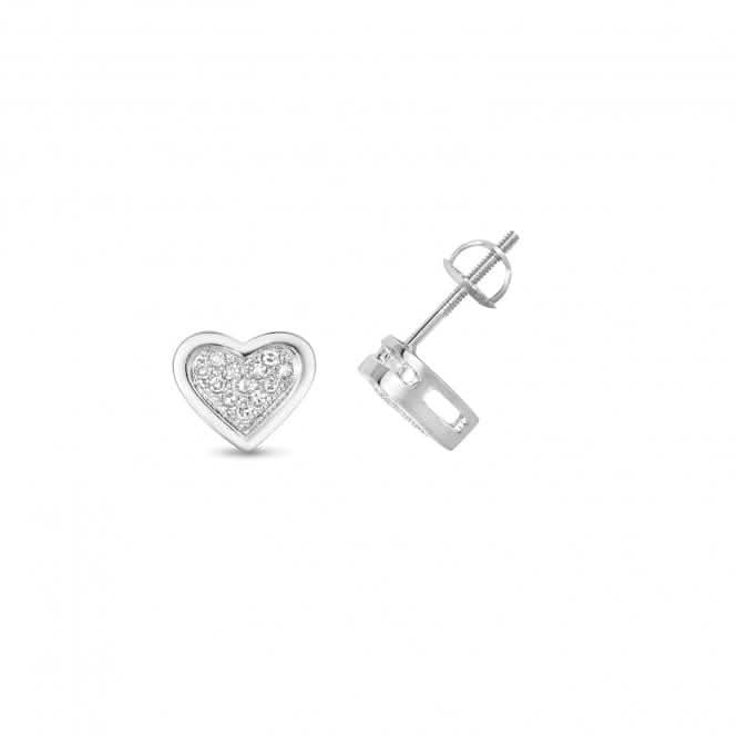 Diamond Jewellery 9ct White Gold Diamond Heart Studs ED125W