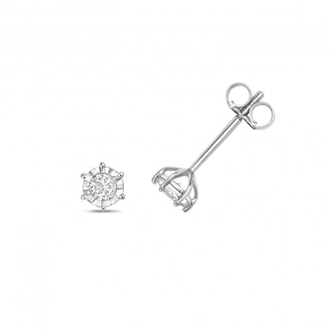 Diamond Jewellery 9ct White Gold Diamond Illusion Plate Studs ED165W