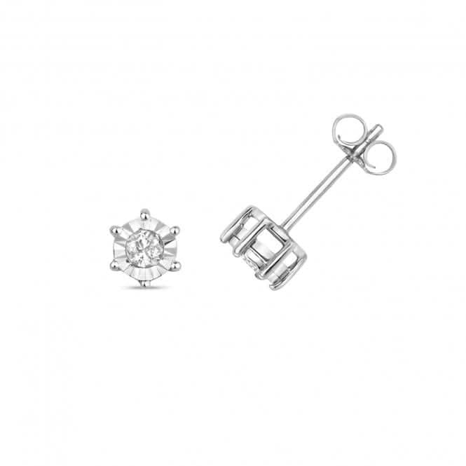 Diamond Jewellery 9ct White Gold Diamond Illusion Plate Studs ED168W