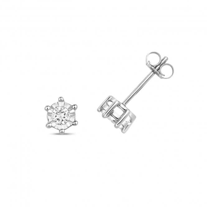 Diamond Jewellery 9ct White Gold Diamond Illusion Plate Studs ED169W