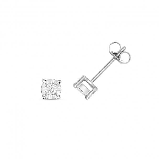 Diamond Jewellery 9ct White Gold Diamond Illusion Set Studs ED144W