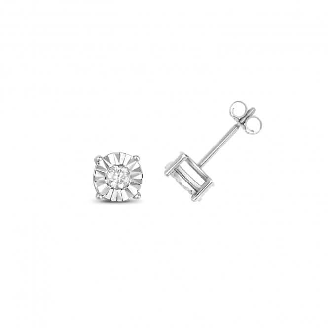 Diamond Jewellery 9ct White Gold Diamond Illusion Set Studs ED146W