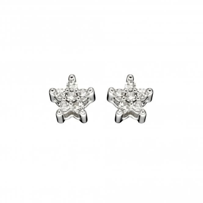 9ct White Gold Diamond Star Earrings GE2353