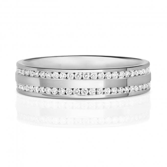 Wedding Band 9ct White Gold Diamond Wedding 2 Row Full Set 4.5mm Ring RD735W