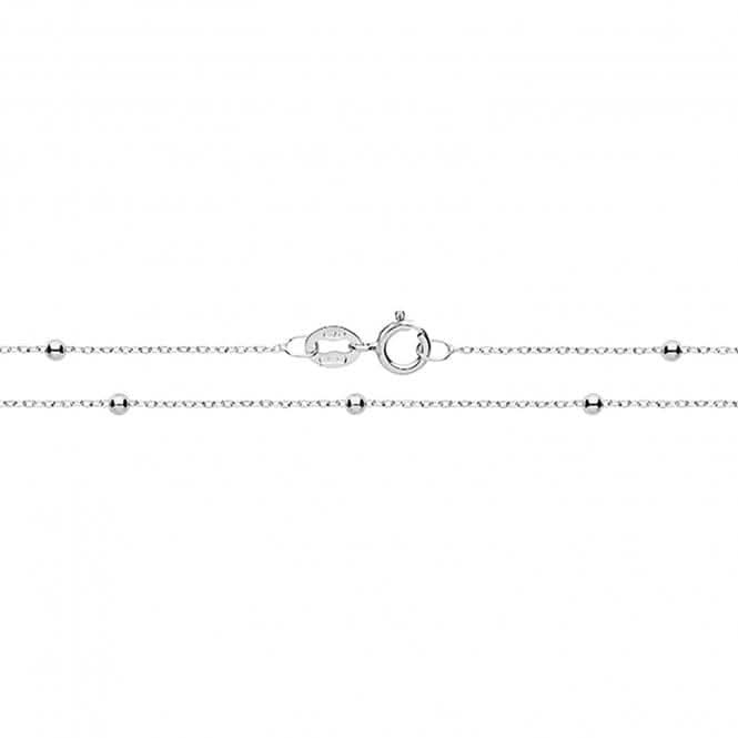 9ct White Gold Flat Trace and Bead Chain