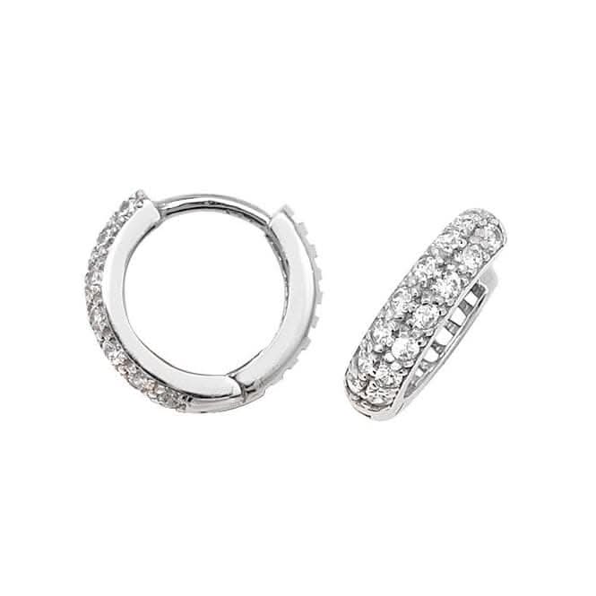 9ct White Gold Hinged Zirconia Earrings ER017W