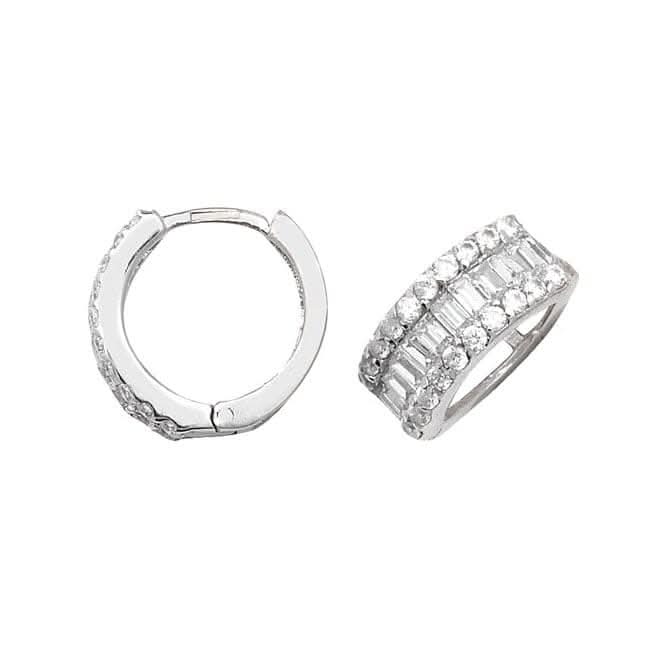 9ct White Gold Hinged Zirconia Earrings ER018W