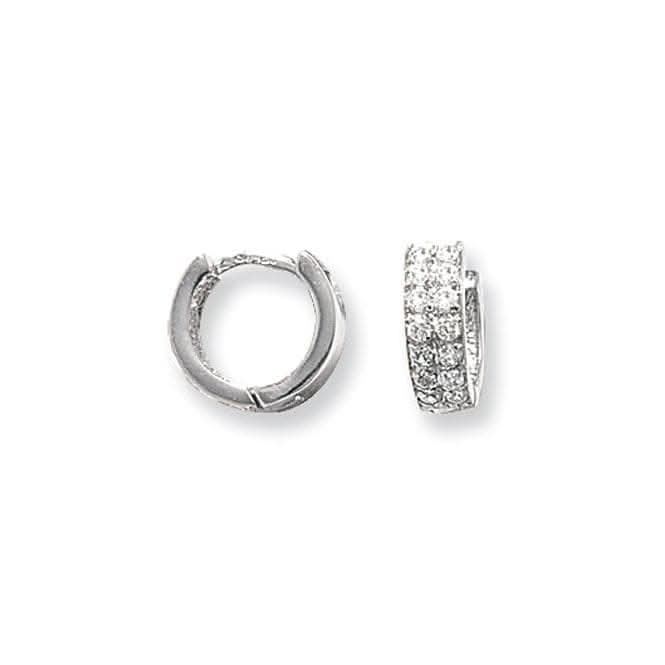 9CT White Gold Zirconia Hinged Earrings ER025W