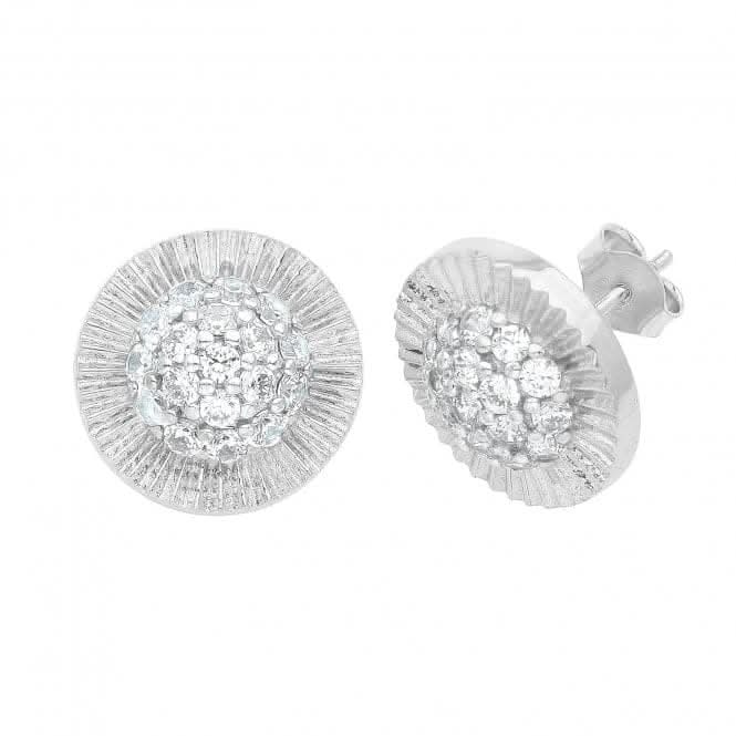 9ct White Gold Round Zirconia Stud Earrings ES546W