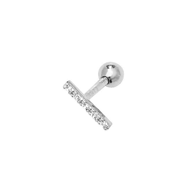 9ct White Gold Zirconia Bar Cartilage 6mm Post Stud ES919W
