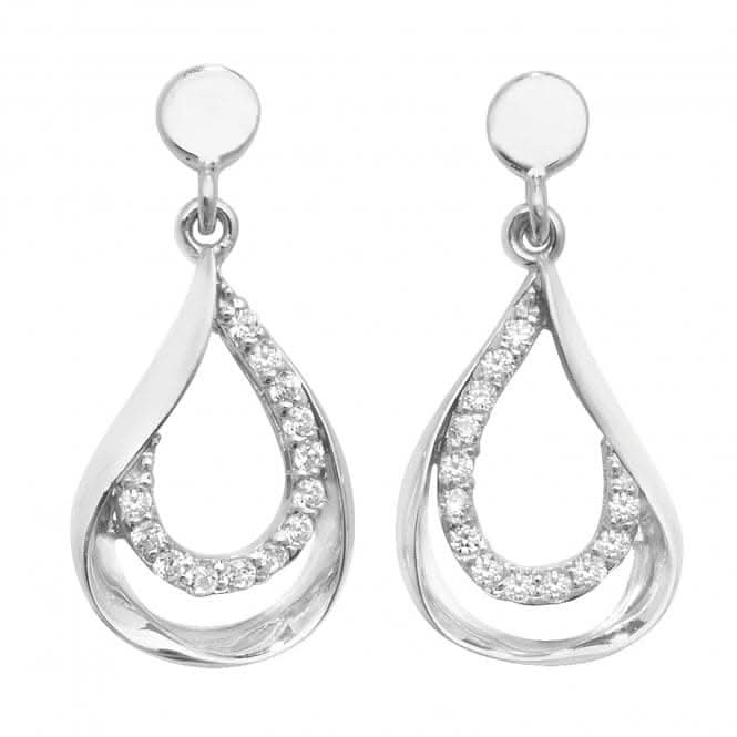 9ct White Gold Zirconia Drop Earrings ES455W