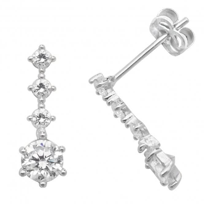 9ct White Gold Zirconia Drop Earrings ES457W