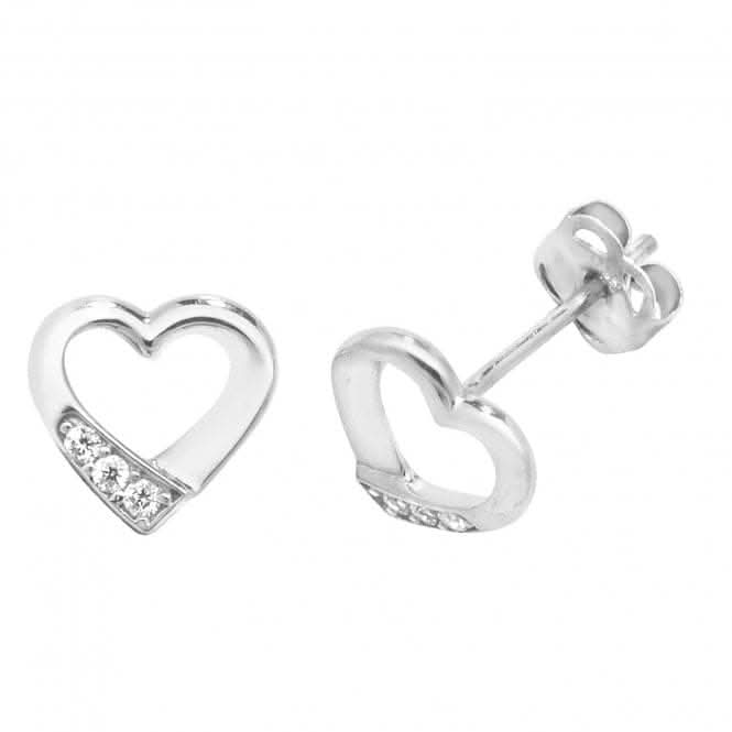 9ct White Gold Zirconia Heart Stud Earrings ES432W