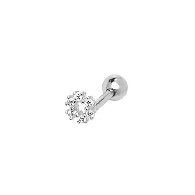 9ct White Gold Zirconia Open Circle Cartilage 6mm Post Stud ES912W