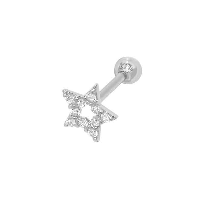 9ct White Gold Zirconia Star Cartilage 8.5mm Post Stud ES934WP