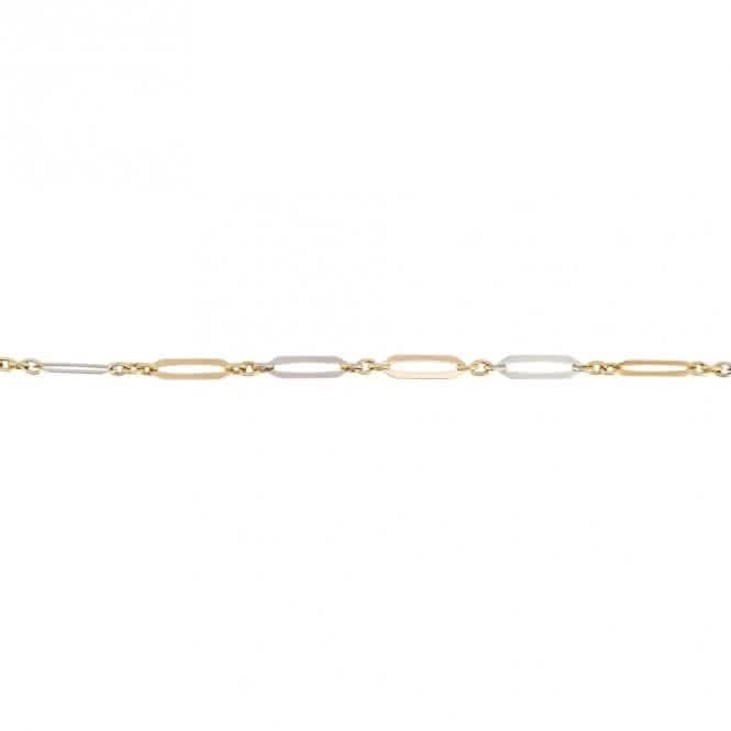9ct Yellow and White Gold Elongated Link Bracelet GB512