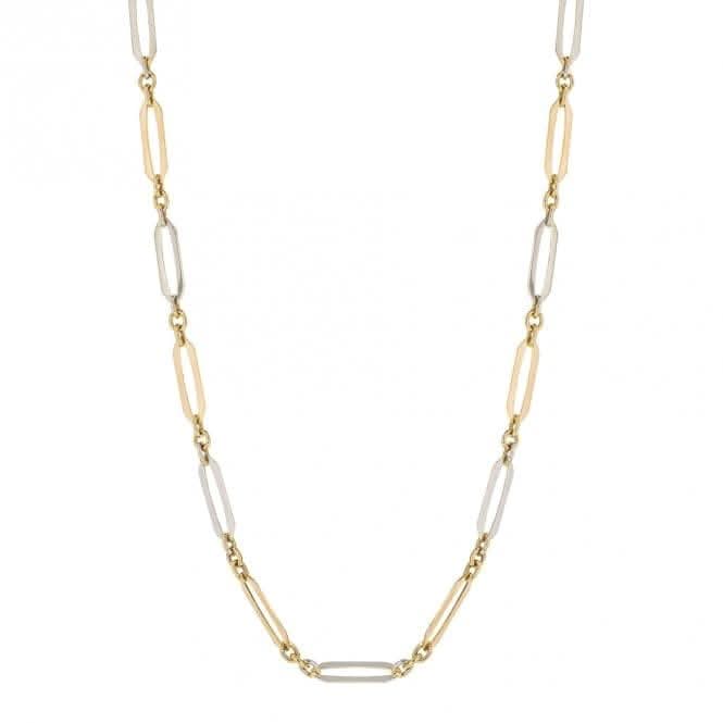 9ct Yellow and White Gold Elongated Link Chain 45cm GN364