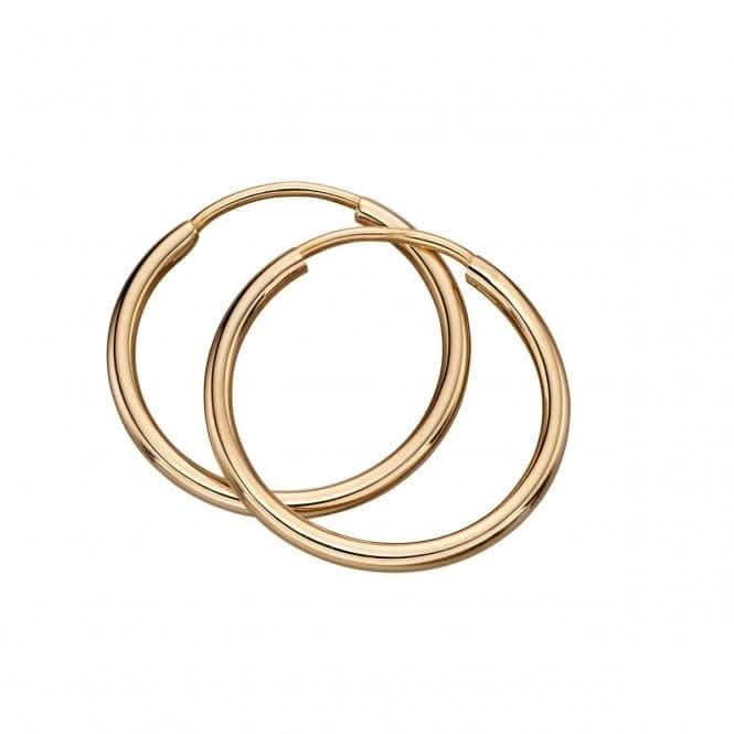 9CT Yellow Gold 15mm Sleeper Hoops Earrings GE2216