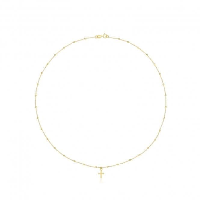 9ct Yellow Gold Beaded Necklet With Cross NK436