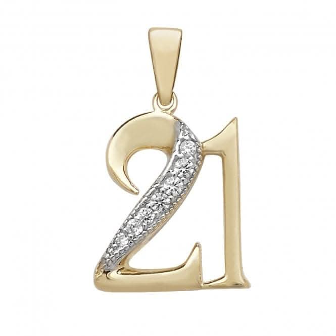 9ct Yellow Gold 21St Birthday Zirconia Pendant PN188