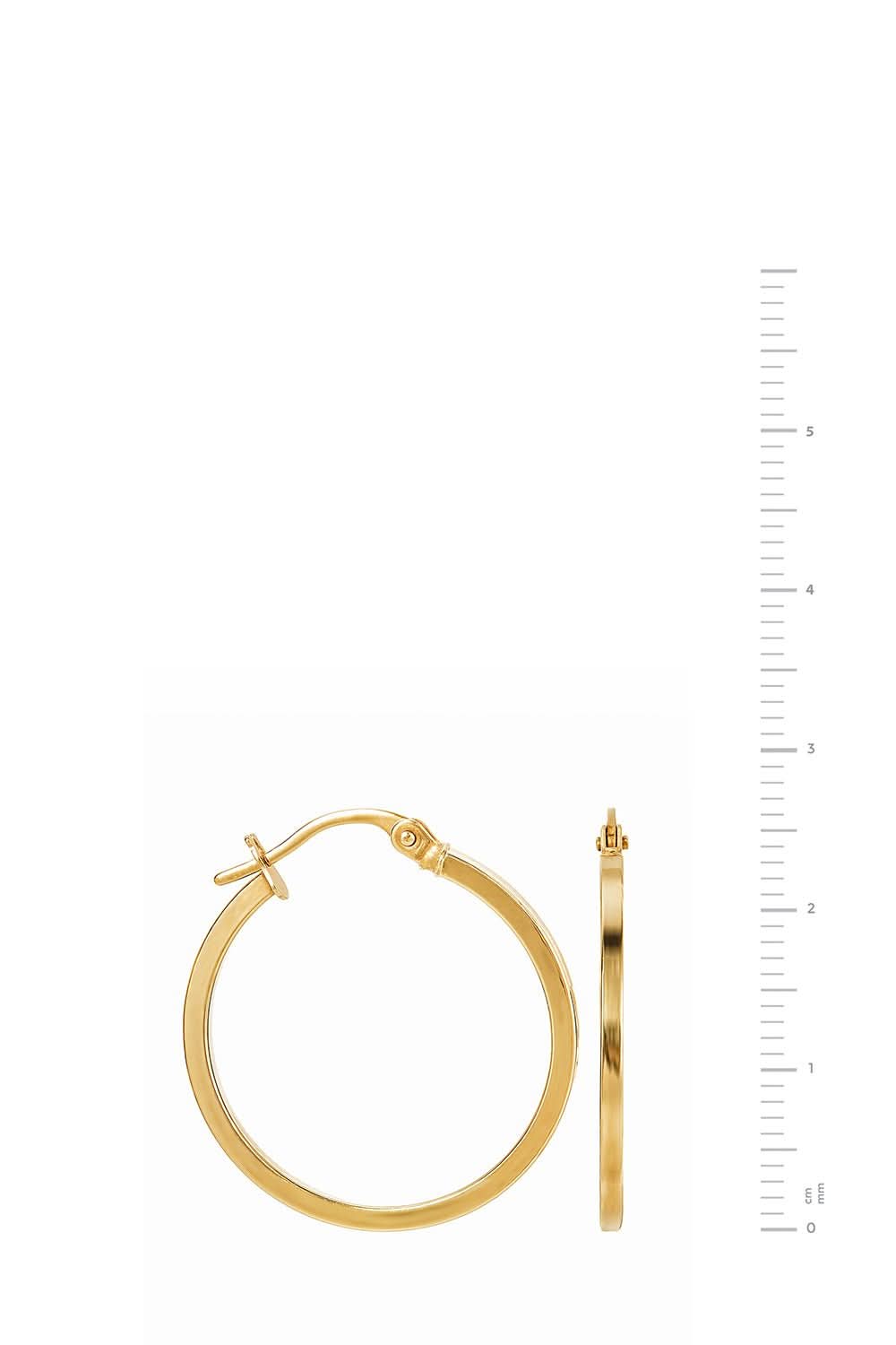 9ct Yellow Gold 22mm Plain Square Tube Hoop Earrings