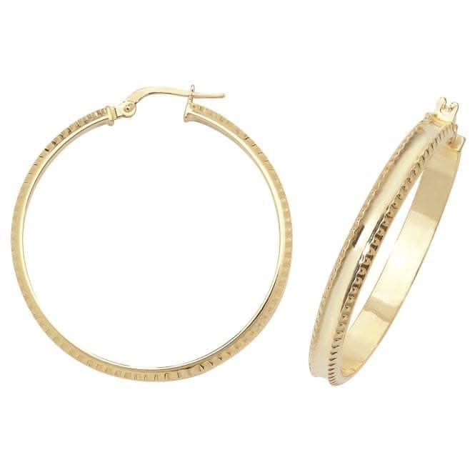 9ct Yellow Gold 30mm Dc Hoop Earrings ER960Acotis Gold JewelleryER960 - 30