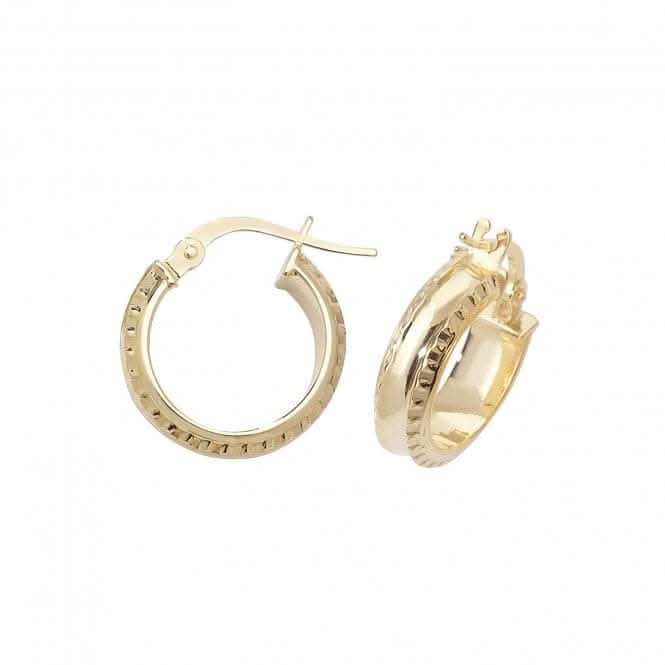 9ct Yellow Gold 30mm Double-Cut Hoop Earrings ER960