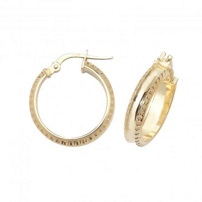 9ct Yellow Gold 30mm Double-Cut Hoop Earrings ER960