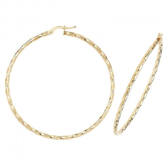 9ct Yellow Gold 50mm Dc Hoop Earrings ER963Acotis Gold JewelleryER963 - 50