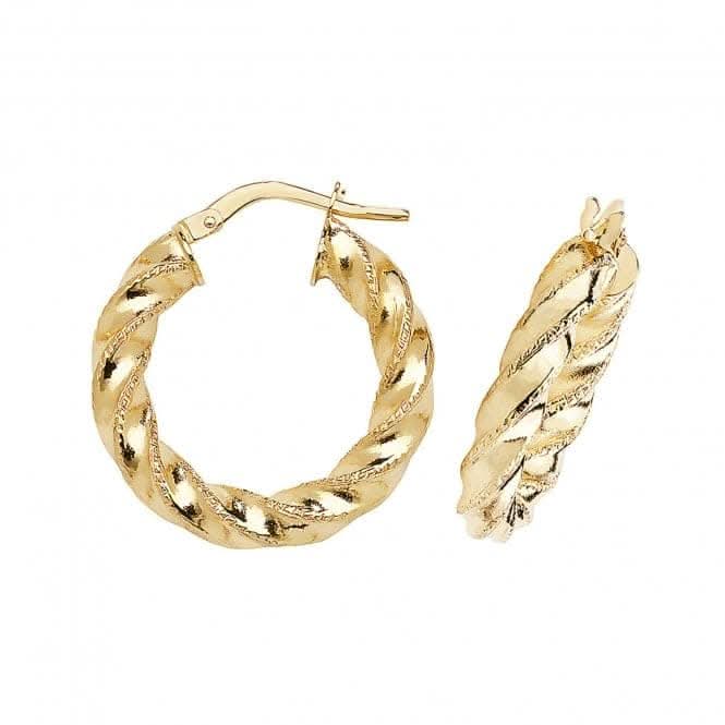 9ct Yellow Gold 60mm Double-Crescent Hoop Earrings ER954