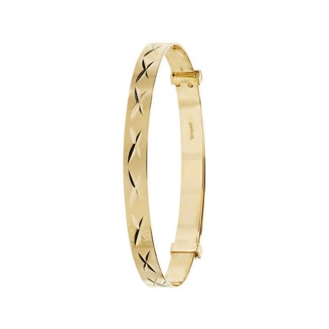9ct Yellow Gold Diamond Cut Baby Bangle BN132