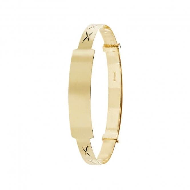 9ct Yellow Gold Babies Diamond Cut ID Bangle BN132ID Acotis Diamonds