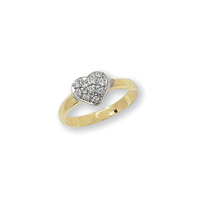 9ct Yellow Gold Babies Heart Zirconia Ring RN734