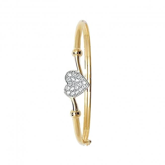 9ct Yellow Gold Babies Zirconia Heart Bangle BN349BAcotis Gold JewelleryBN349B