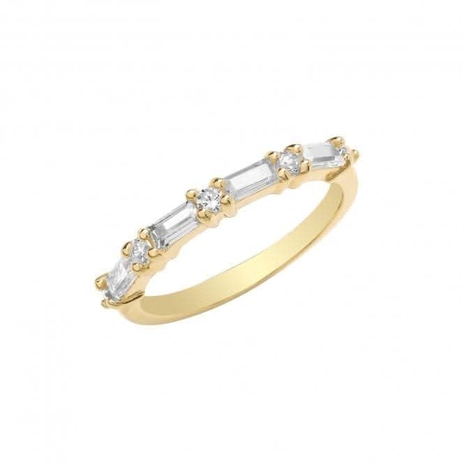 9ct Yellow Gold Baguette & Round Zirconia Half Eternity Ring RN1660