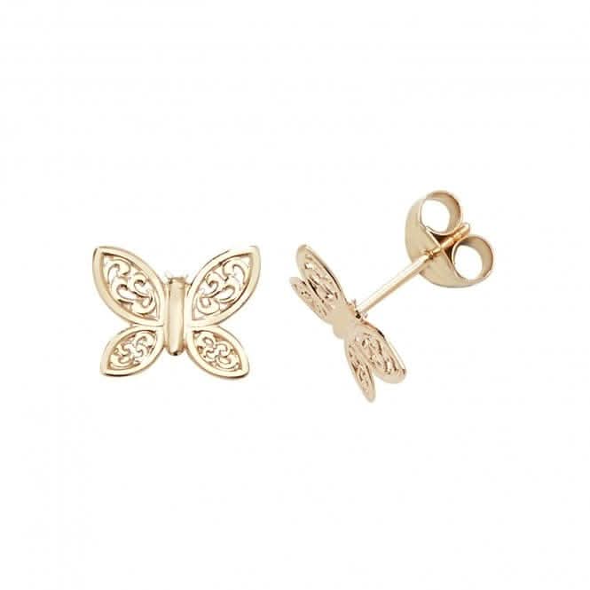 9ct Yellow Gold Butterfly Stud Earrings ES624