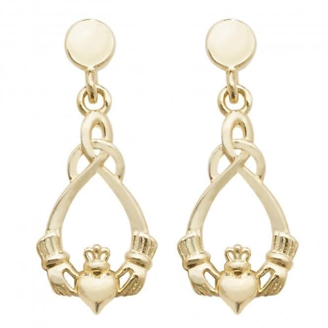 9ct Yellow Gold Claddagh Drop Earrings ES539Acotis Gold JewelleryES539