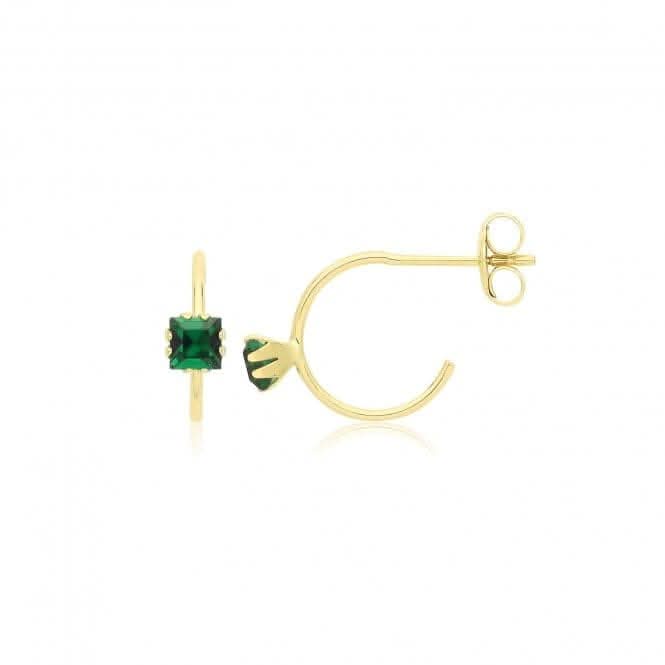 9ct Yellow Gold Coloured Single Zirconia Half Hoop Studs ES748EAcotis Gold JewelleryES748E