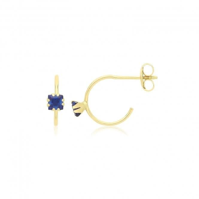 9ct Yellow Gold Coloured Single Zirconia Half Hoop Studs ES748S